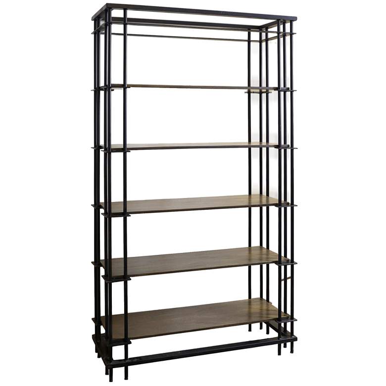 Image 1 Jackson 84" High Gray Washed Iron Framed Bookshelf