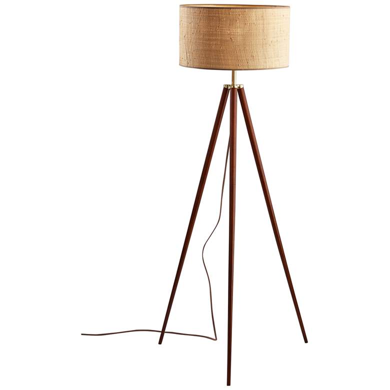 Image 1 Jackson Walnut Wood Tripod Floor Lamp