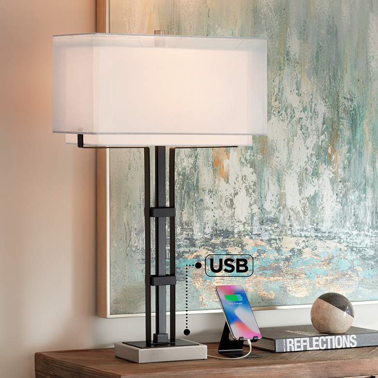 Jacky Modern Industrial Black Table Lamp with USB Port