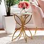 Jaclyn 15 1/2" Wide White Marble Gold Metal Round End Table