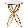 Jaclyn 15 1/2" Wide White Marble Gold Metal Round End Table