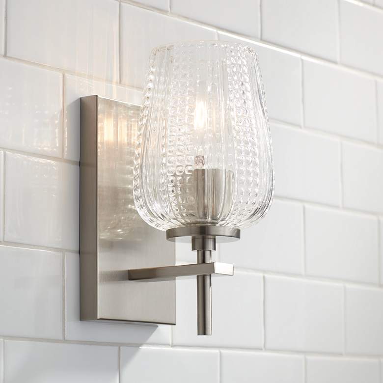 Image 1 Jacob 10" High Textured Glass Traditional Wall Sconce