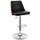Jacob Adjustable Swivel Barstool in Chrome Finish with Black Faux Leather