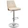 Jacob Adjustable Swivel Barstool in Chrome Finish with Cream Faux Leather
