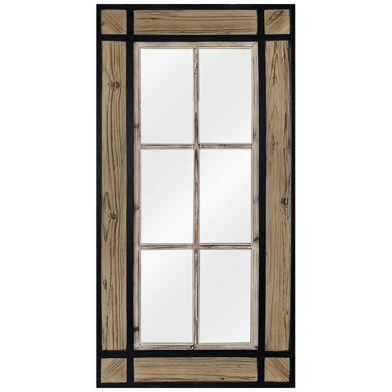 Image 1 Jacob Natural and Black Wood 29" x 58 1/4" Wall Mirror