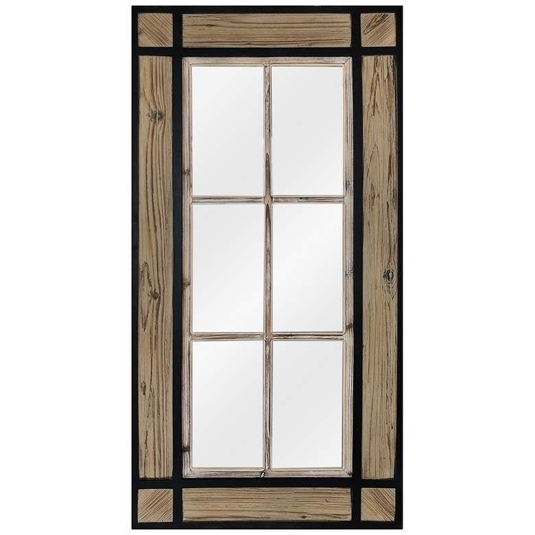 Image 1 Jacob Natural and Black Wood 29 inch x 58 1/4 inch Wall Mirror