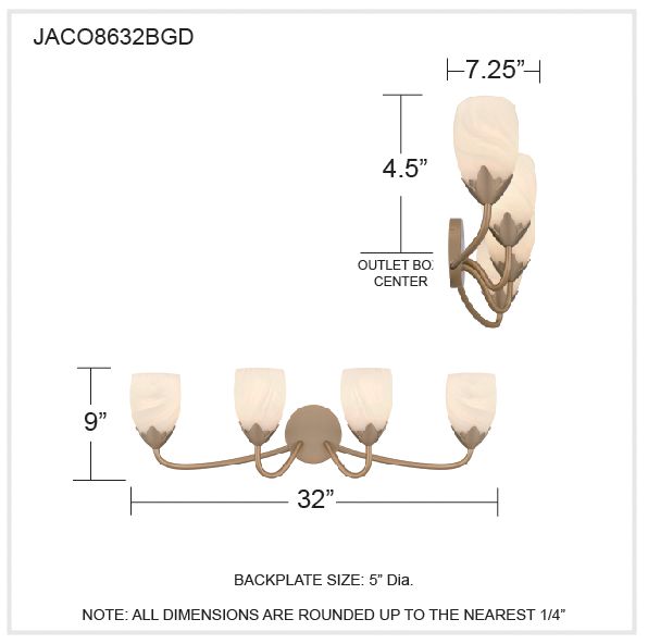 Jacobs 4-Light Bronze Gold Vanity Light