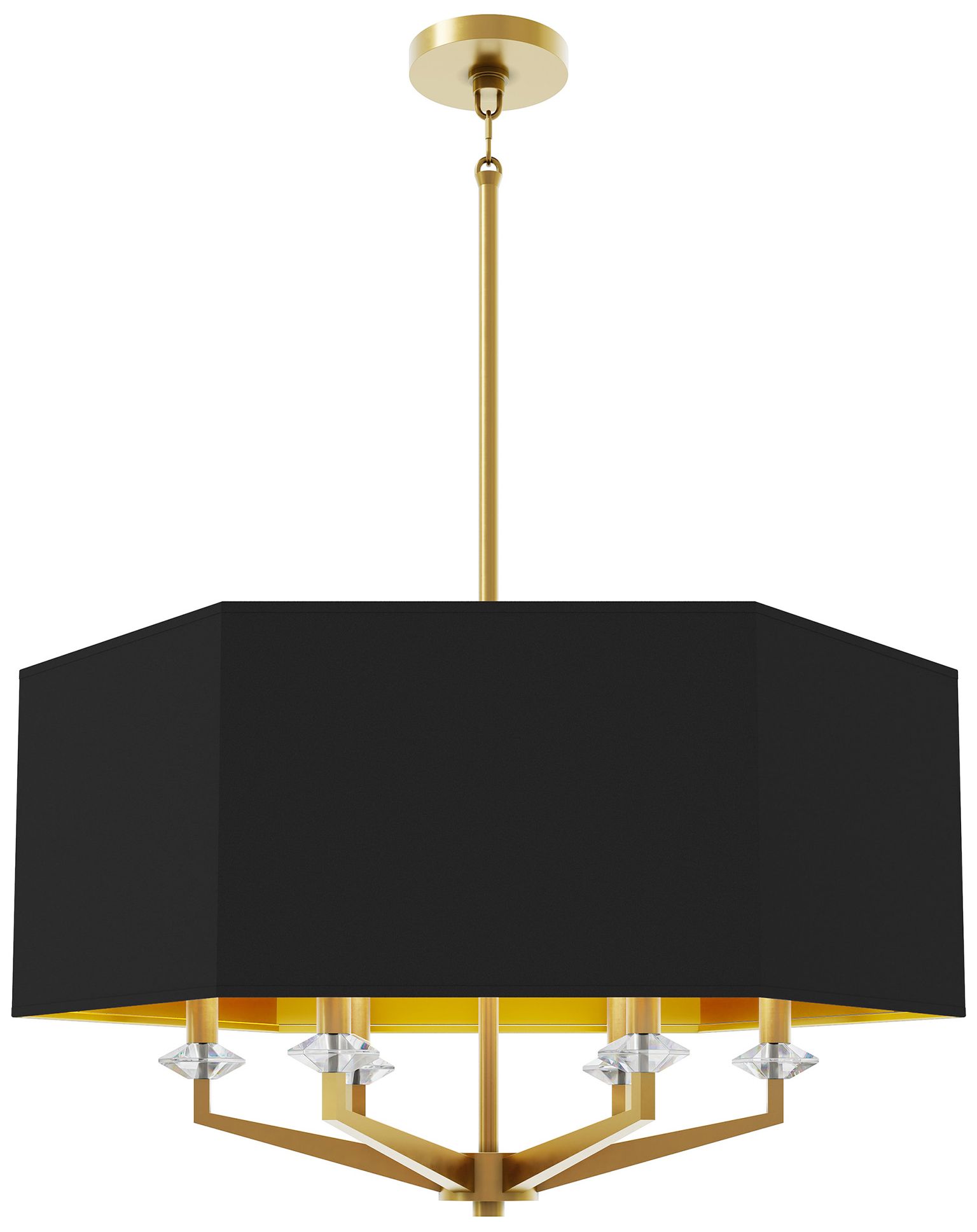 Jacqueline 30"W 6-Light Brass Pendant w/ Satin Black & Matte Gold Shade
