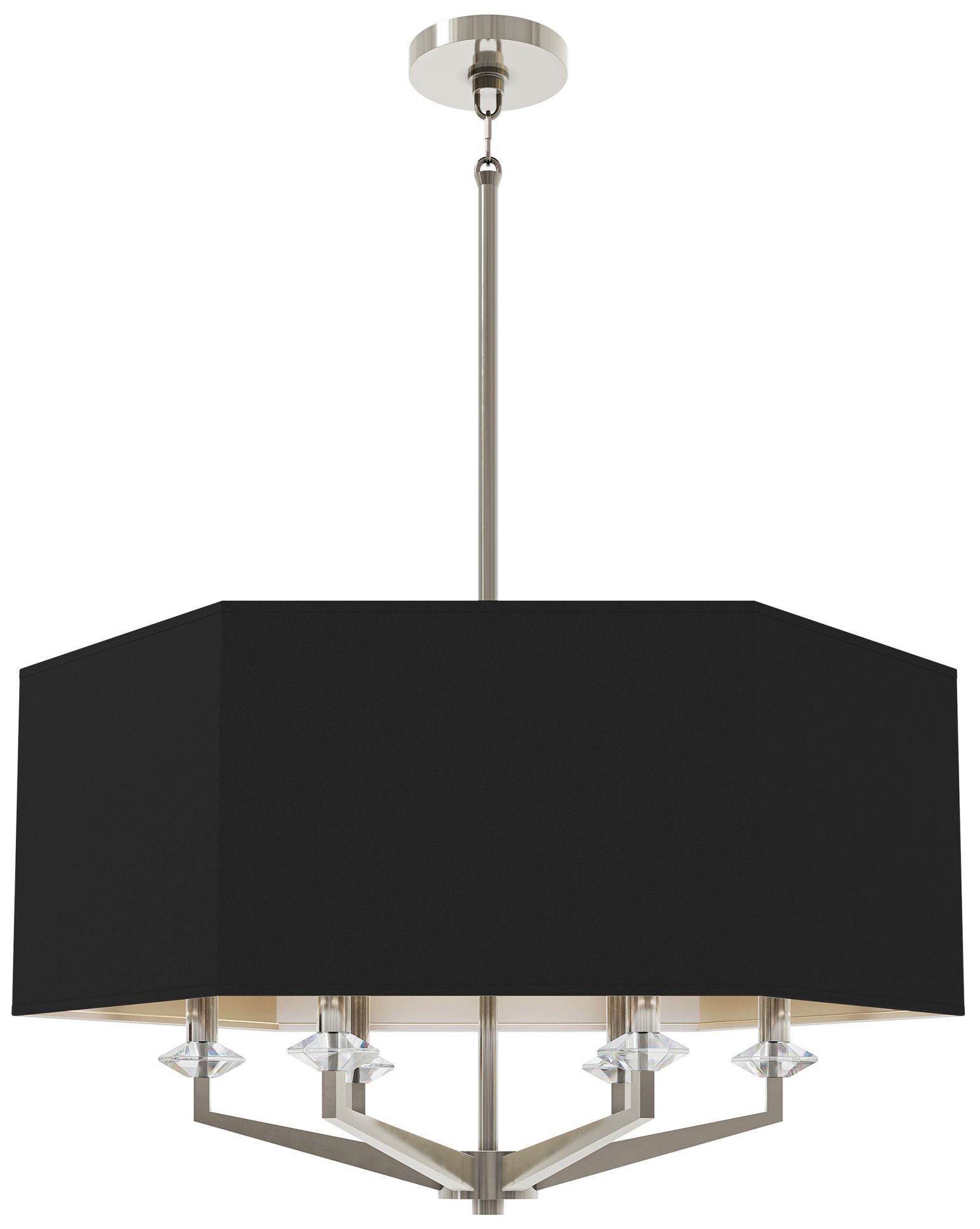 Jacqueline 30"W 6-Light Nickel Pendant w/ Satin Black & Silver Lining Shade