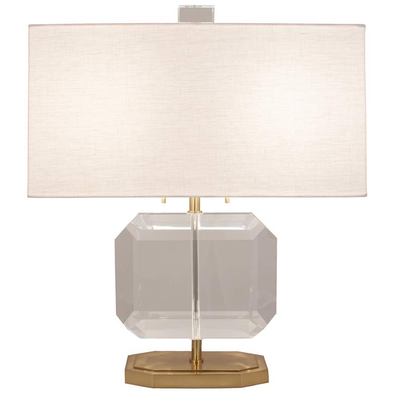 Image 1 Jacqueline Brass Crystal Accent Table Lamp w/ Oyster Shade