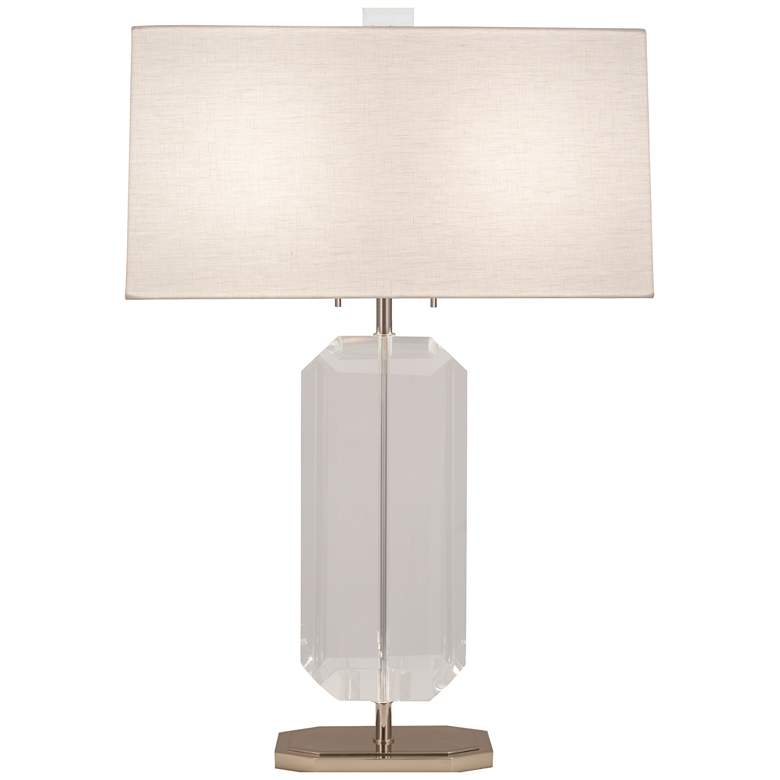 Image 1 Jacqueline Nickel Crystal Table Lamp with Oyster Shade