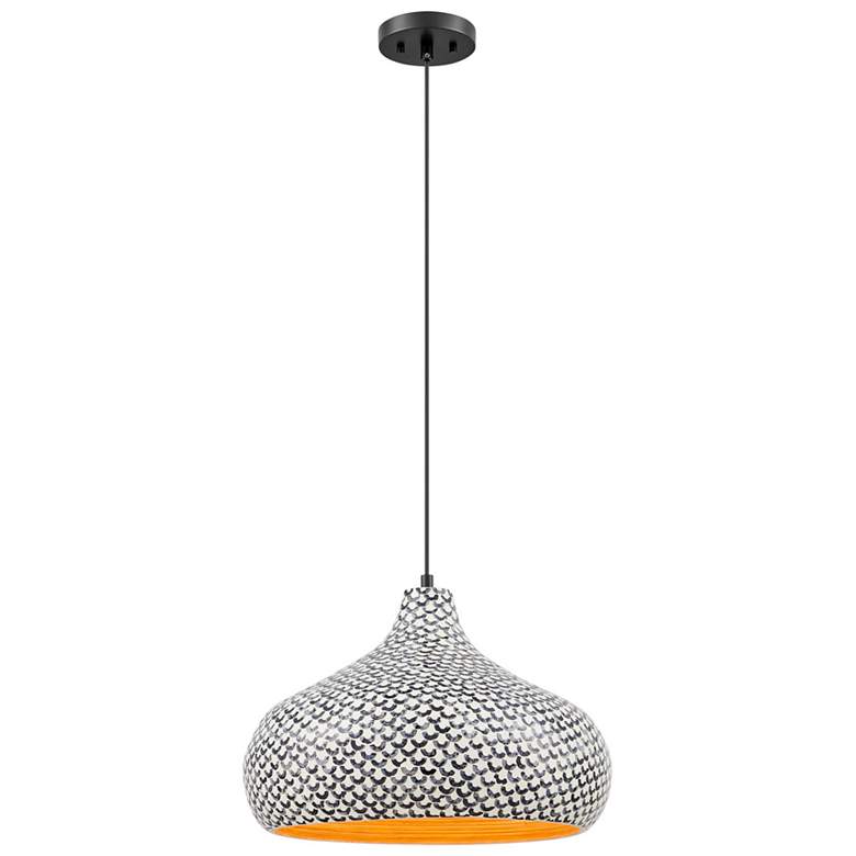 Image 1 Jade 1-Light Pendant in Black and White Shell