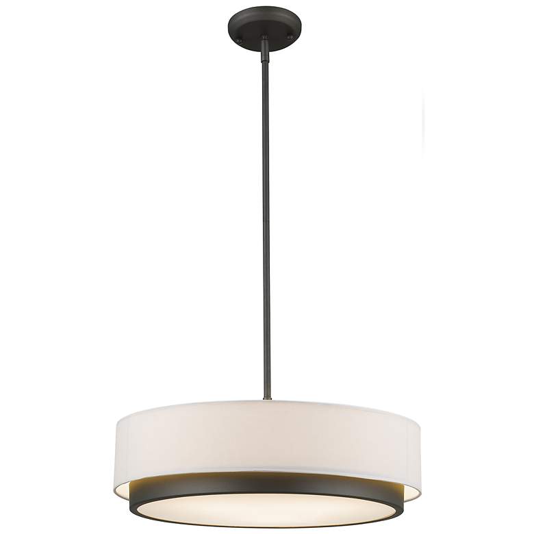 Image 1 Jade 22" Wide Factory Bronze Double Layer Drum Pendant Light