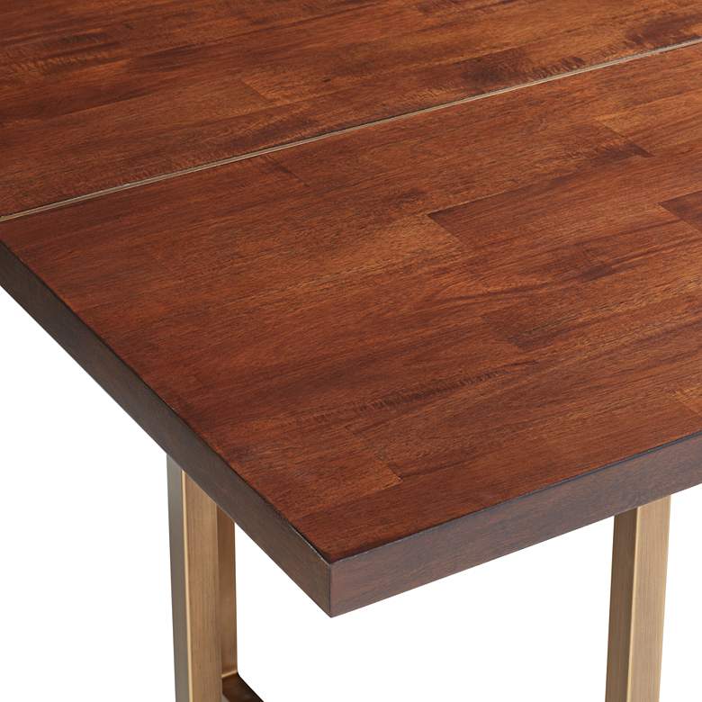 Image 4 Jade 79" Wide Gold Metal and Dark Brown Modern Dining Table more views