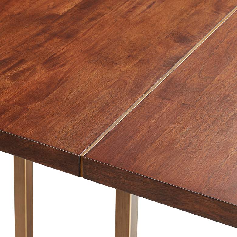 Image 5 Jade 79" Wide Gold Metal and Dark Brown Modern Dining Table more views