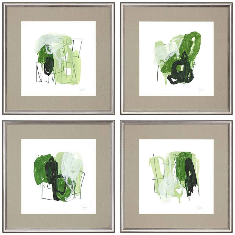 Image 2 Jade Schematic 24 inch Square 4-Piece Framed Wall Art Set 