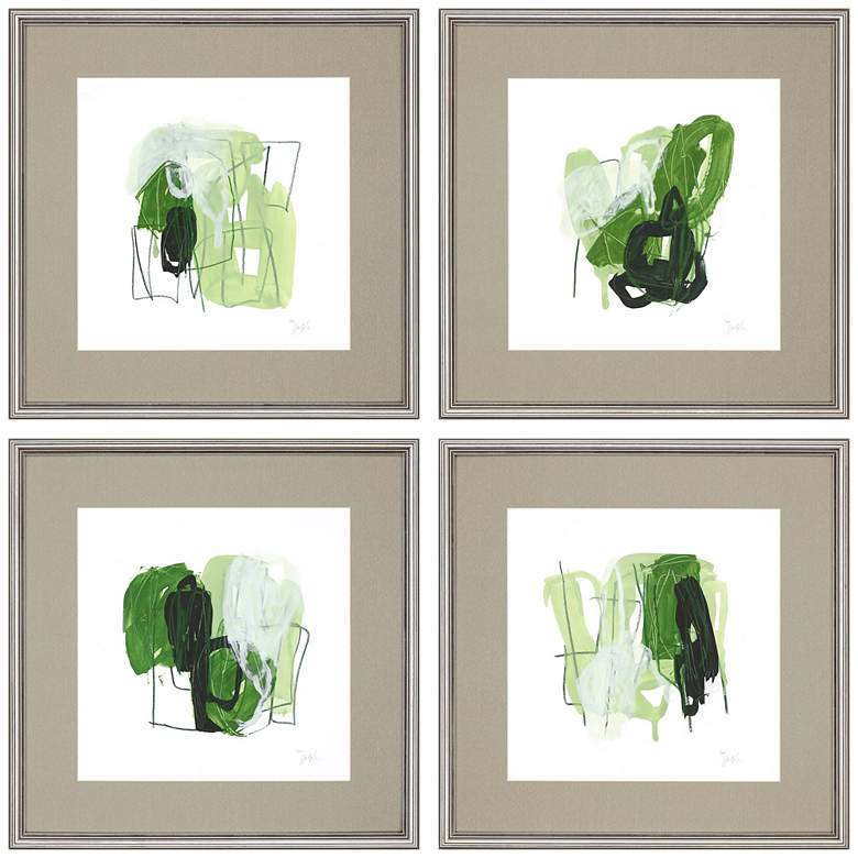 Image 2 Jade Schematic 24" Square 4-Piece Framed Wall Art Set