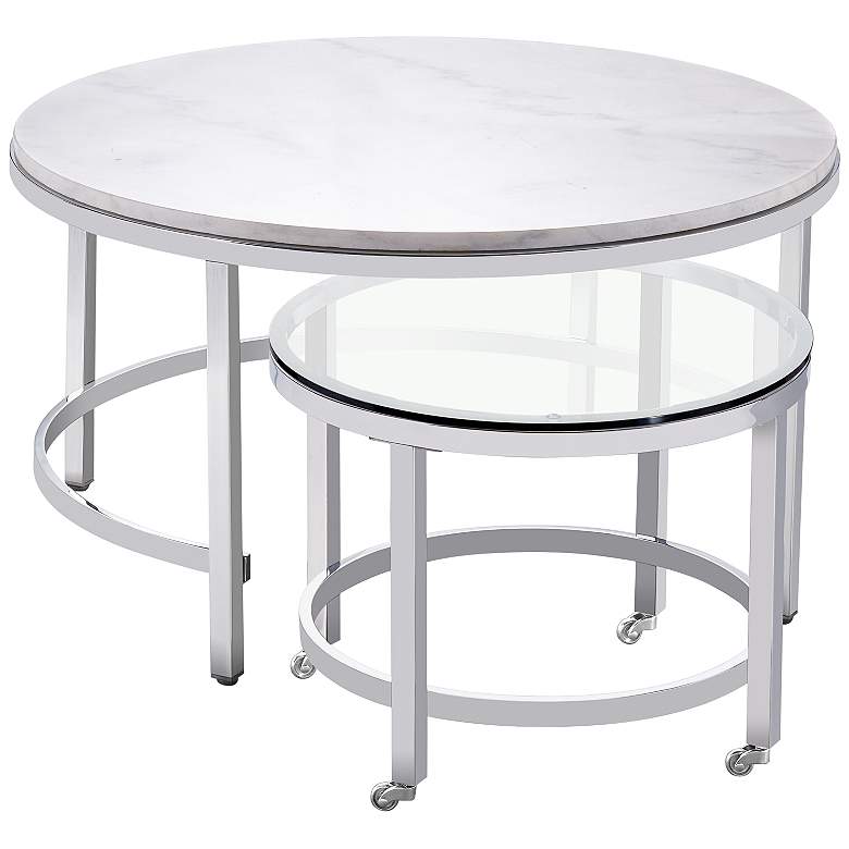 Image 1 Jadyn 34" Wide Polished Chrome Round Cocktail Table
