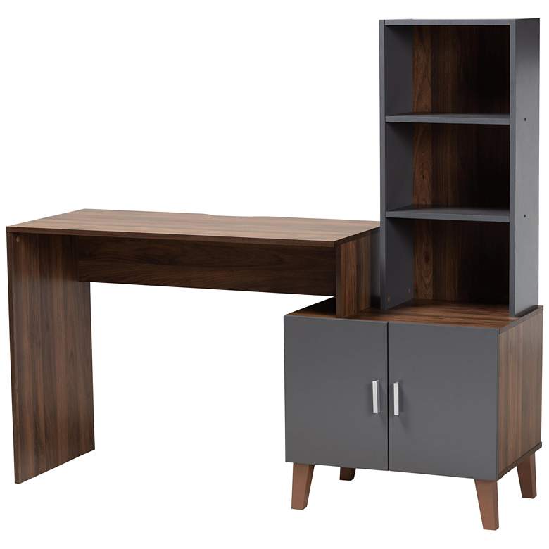 Jaeger 56 3/4&quot; Wide Gray and Brown 3-Shelf Storage Desk