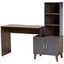 Thumbnail1 of Jaeger 56 3/4" Wide Gray and Brown 3-Shelf Storage Desk