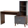 Jaeger 56 3/4" Wide Gray and Brown 3-Shelf Storage Desk