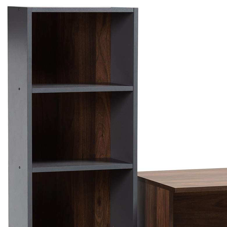 Image 2 Jaeger 56 3/4 inch Wide Gray and Brown 3-Shelf Storage Desk more views
