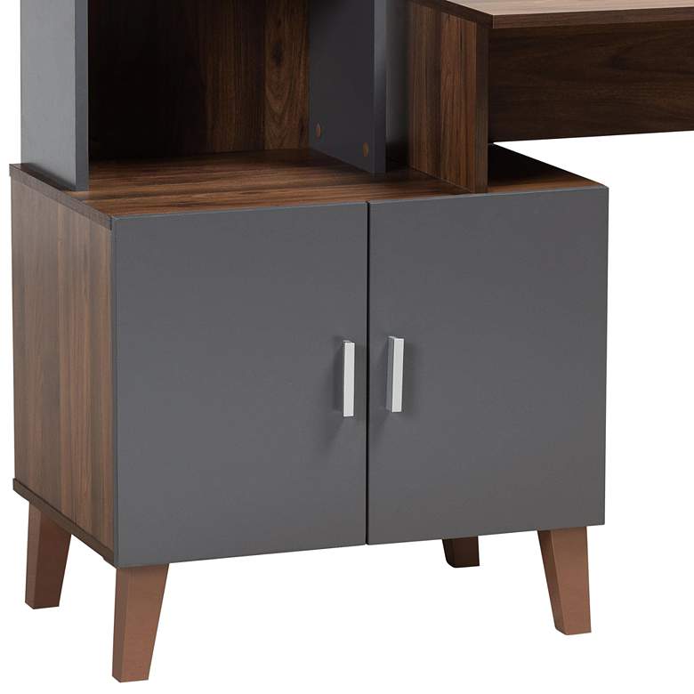 Image 3 Jaeger 56 3/4" Wide Gray and Brown 3-Shelf Storage Desk more views