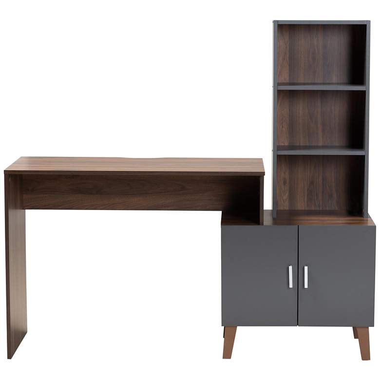 Image 6 Jaeger 56 3/4 inch Wide Gray and Brown 3-Shelf Storage Desk more views