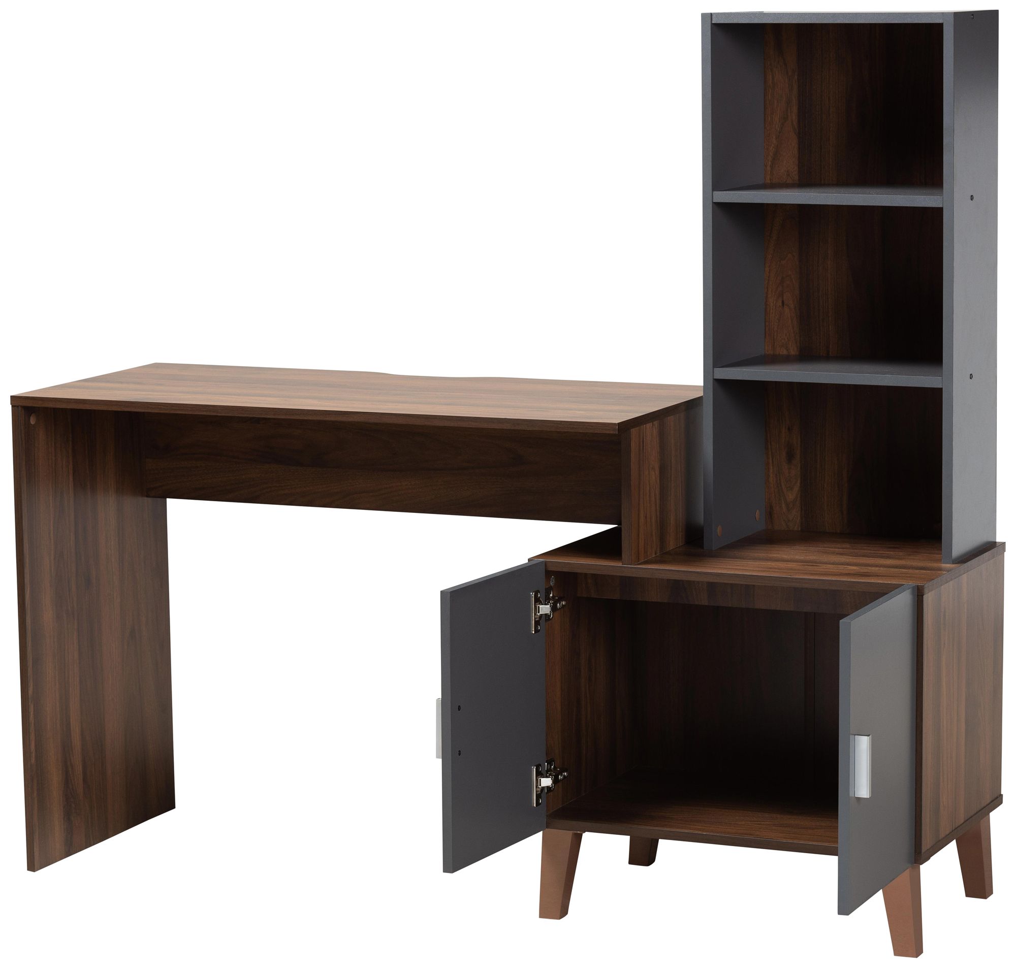 Jaeger 56 3/4" Wide Gray and Brown 3-Shelf Storage Desk