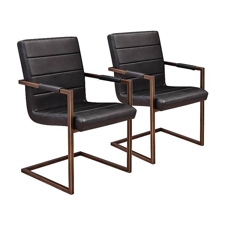 Image 1 Jafar Black Faux Leather Cantilever Armchairs Set of 2