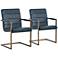 Jafar Blue Faux Leather Cantilever Armchairs Set of 2