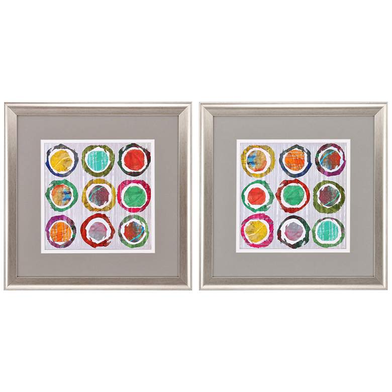 Image 1 Jagged Circles 21 inch Square 2-Piece Framed Wall Art Set