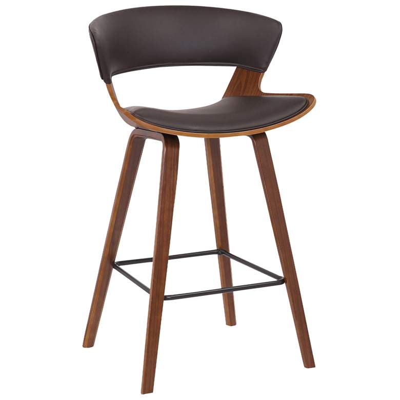 Image 1 Jagger 27 in. Barstool in Black Powder Coated Finish, Brown Faux Leather