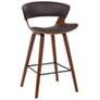 Jagger 27 in. Barstool in Black Powder Coated Finish, Brown Faux Leather