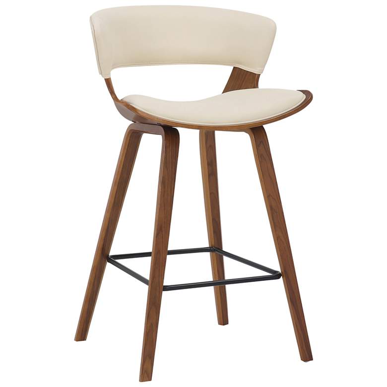 Image 1 Jagger 27 in. Barstool in Black Powder Coated Finish, Cream Faux Leather