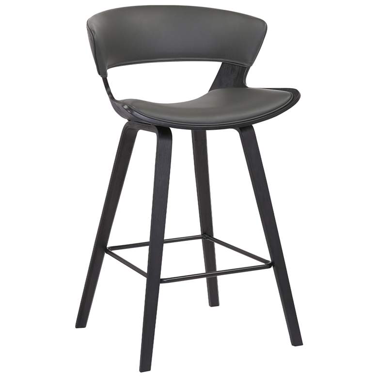 Image 1 Jagger 27 in. Barstool in Black Powder Coated Finish, Gray Faux Leather