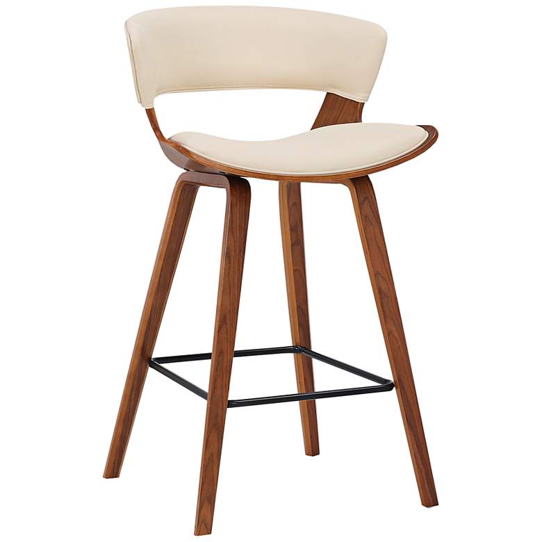 Image 2 Jagger 27" Cream Faux Leather Counter Stool with Footrest