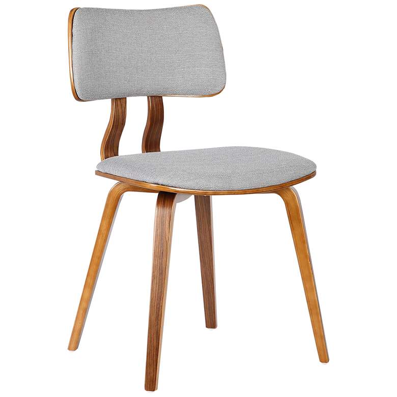 Image 2 Jaguar Gray Fabric and Walnut Wood Dining Chair