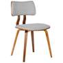 Jaguar Gray Fabric and Walnut Wood Dining Chair