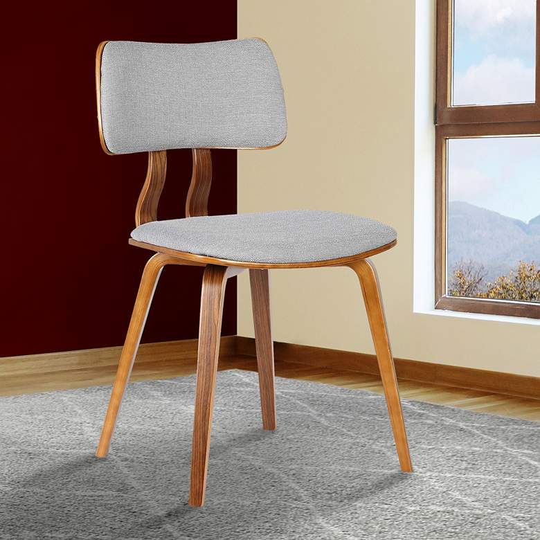 Image 1 Jaguar Gray Fabric and Walnut Wood Dining Chair