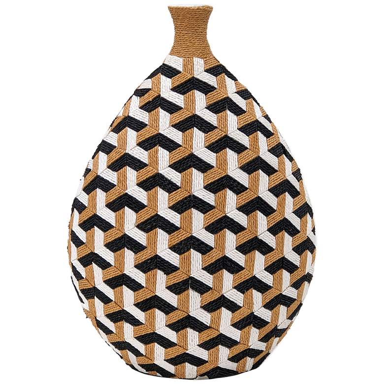 Image 1 Jahia 18 1/2"H Natural Black White Geometric Decorative Vase