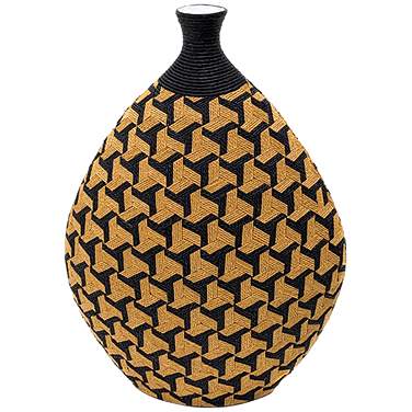 Jahia 21 1/2" High Natural Black Geometric Decorative Vase