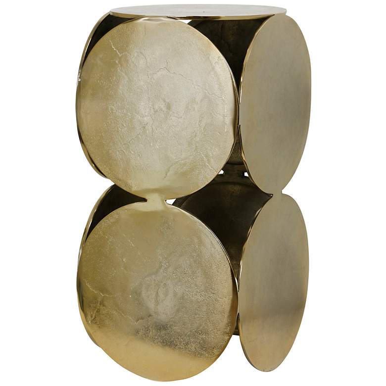 Image 1 Jaime 12" Wide Champagne Aluminum Disk Side Table