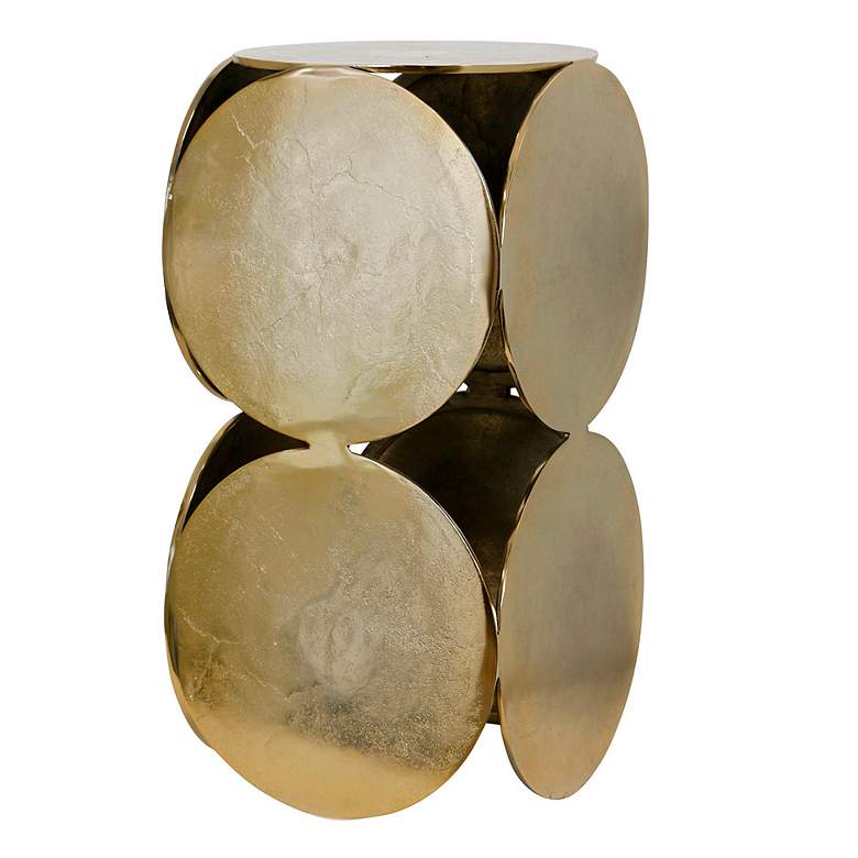 Image 2 Jaime 12" Wide Champagne Aluminum Disk Side Table more views