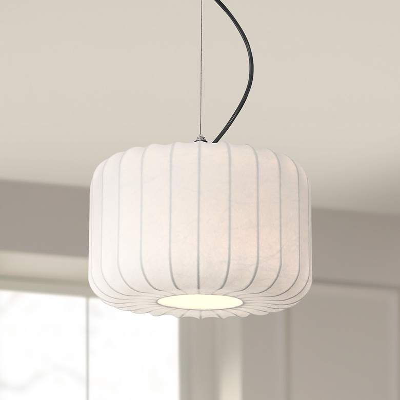 Image 1 Jaime 12" Wide White Silk Drum Mini Pendant