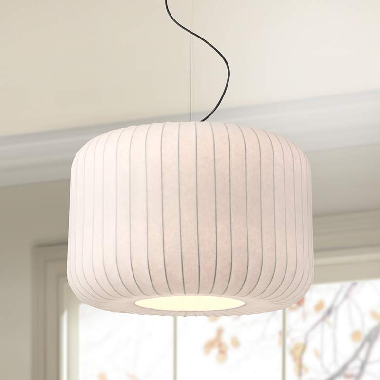 Image 1 Jaime 23 3/4" Wide White Silk Drum Pendant Light