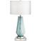 Jaime Blue and Gray Glass Table Lamp With 8" Wide Square Riser