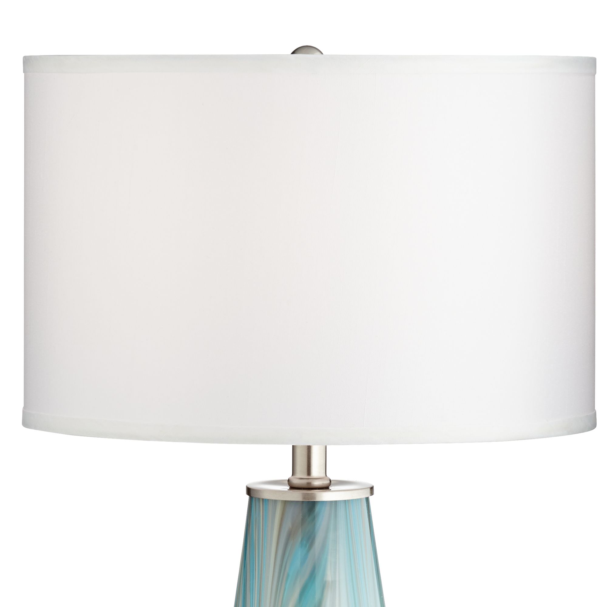 Jaime Blue and Gray Table Lamp with Round White Marble Riser 646M1