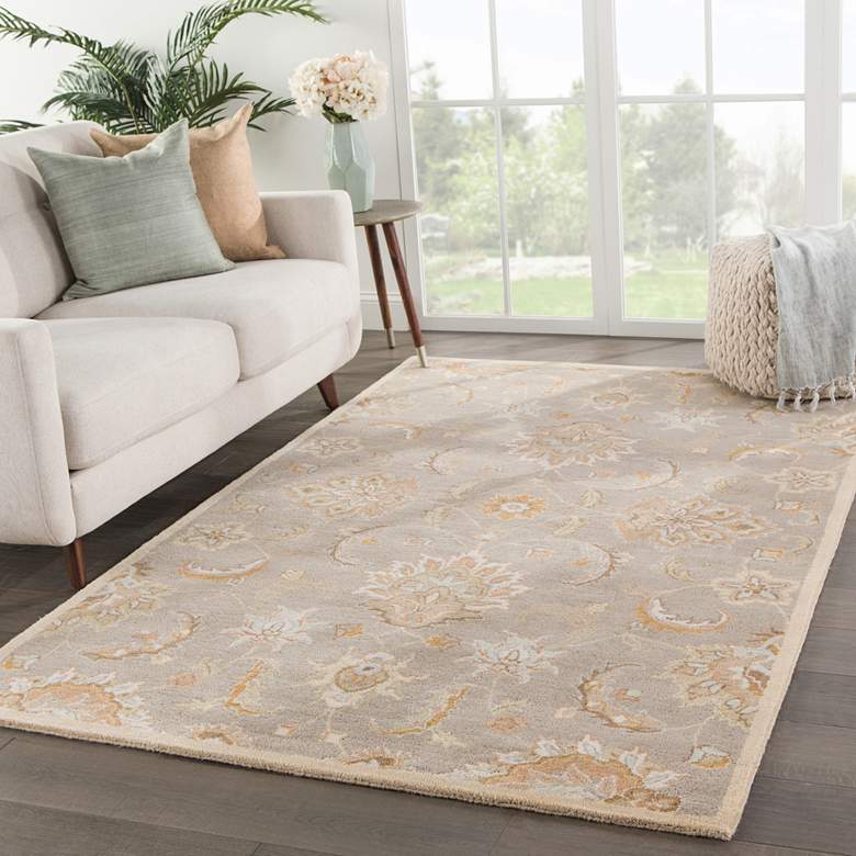 Image 1 Jaipur Abers MY14 5'x8' Gray and Beige Floral Area Rug