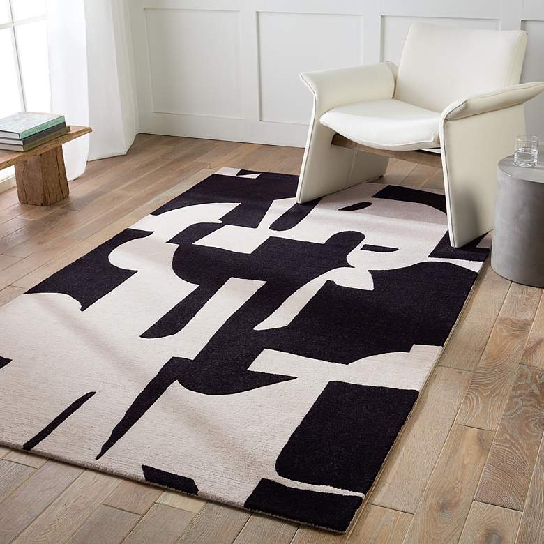 Image 1 Jaipur Anthem Noverre ANT01 5'x8' Black and Cream Area Rug